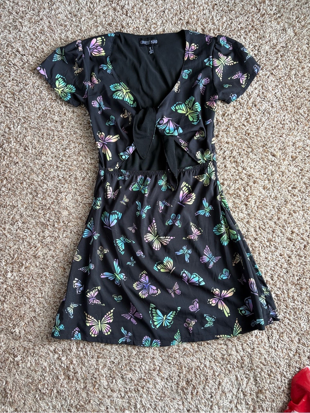 Current Mood Black Dress with Pastel Butterfly Print